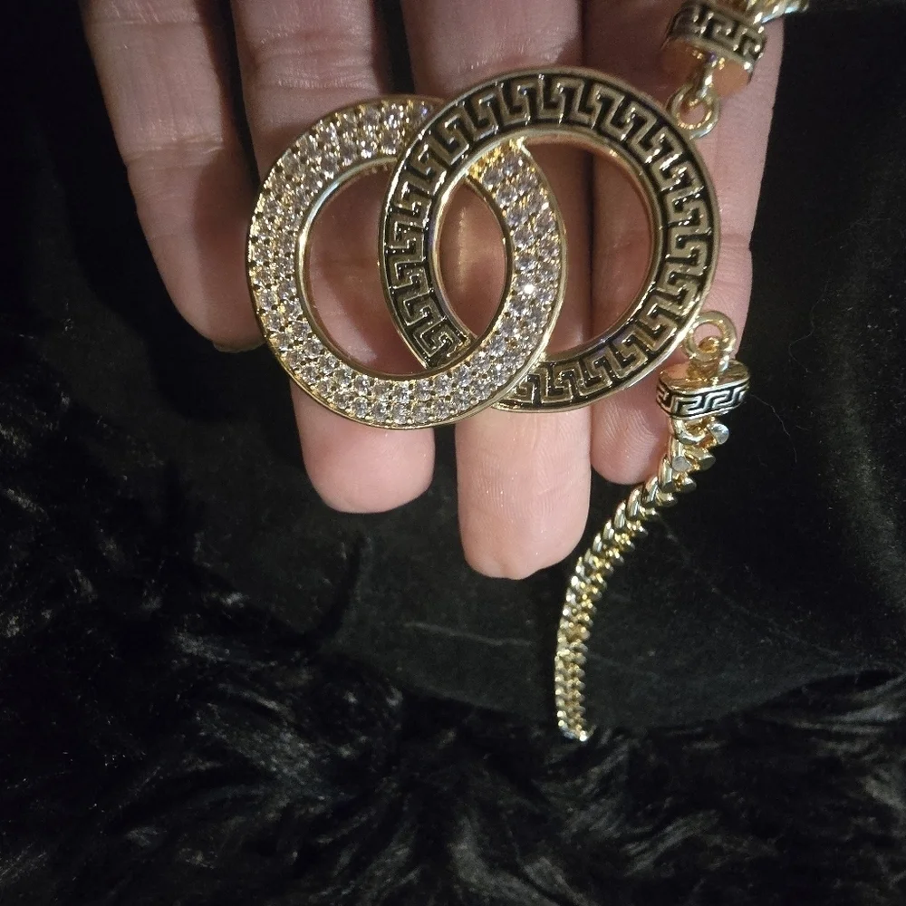 Elegant 21kgp Dubai Jewelry  Gold Necklace and Ring Set